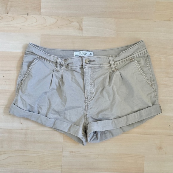 Abercrombie and Fitch Tan Khaki Chino Bermuda Mom Cargo Shorts Summer Spring - Picture 1 of 7